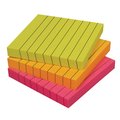 Better Office Products Lined Sticky Notes, 3in.x3in. 300 Sheets 100/Pad, Self Stick Notes with Lines, Bright Colors, 3PK 66331